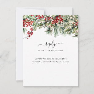 Elegant Winter Christmas Holiday Wedding RSVP Card