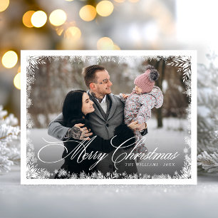 Elegant Winter Christmas Photo Modern  Holiday Postcard