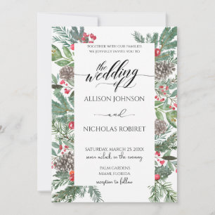 Elegant winter christmas wedding  invitation