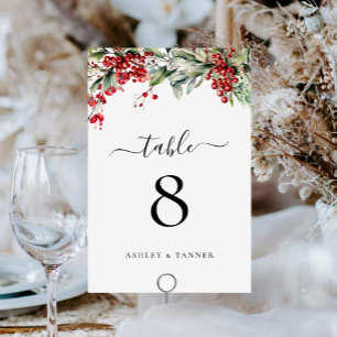 Elegant Winter Christmas Wedding Table Number