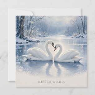 Elegant Winter Christmas with Swan Lake Scene Card