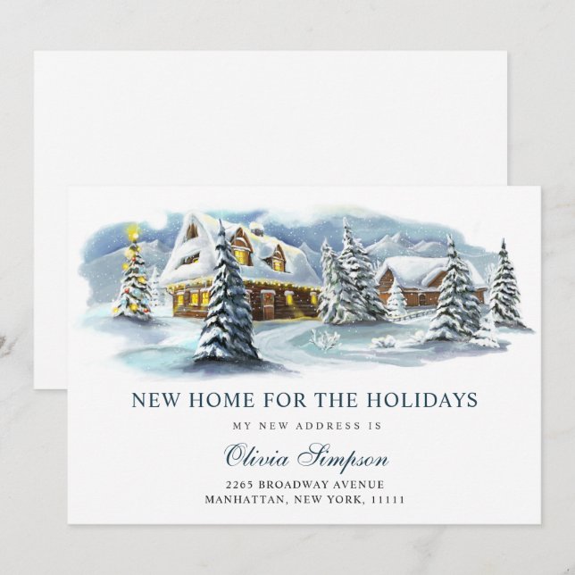 Elegant Winter Country Christmas Moving Announcement (Front/Back)