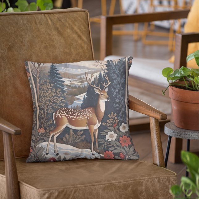Elegant Winter Deer Nature Design Cushion (Creator Uploaded)