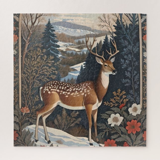 Elegant Winter Deer Nature Design Jigsaw Puzzle (Vertical)