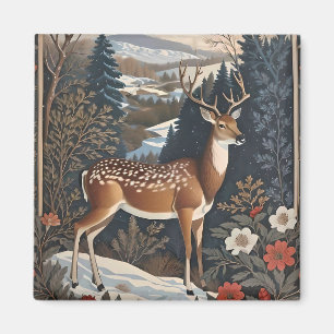 Elegant Winter Deer Nature Design Magnet