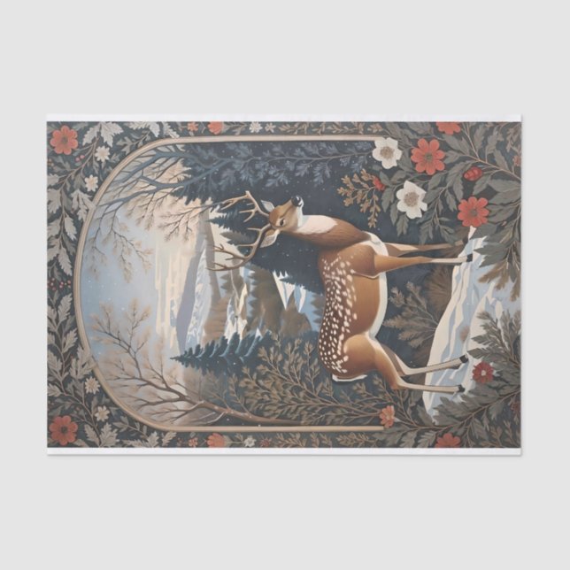 Elegant Winter Deer Nature Design Tissue Paper (Front)