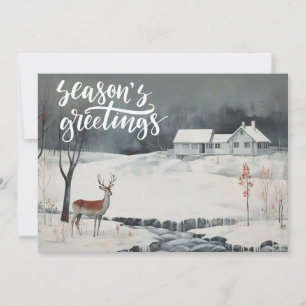 Elegant Winter Deer Season's Greetings  Holiday Card