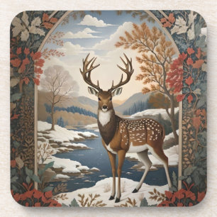 Elegant Winter Deer Winter Scene Coaster