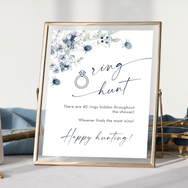 Elegant Winter Dusty Blue Foliage Bridal Shower Poster (Creator Uploaded)