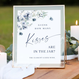 Elegant Winter Dusty Blue Foliage Bridal Shower Poster