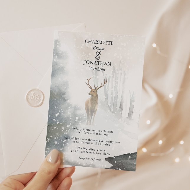 Elegant Winter Enchanted Forest Wedding Invitation (Creator Uploaded)