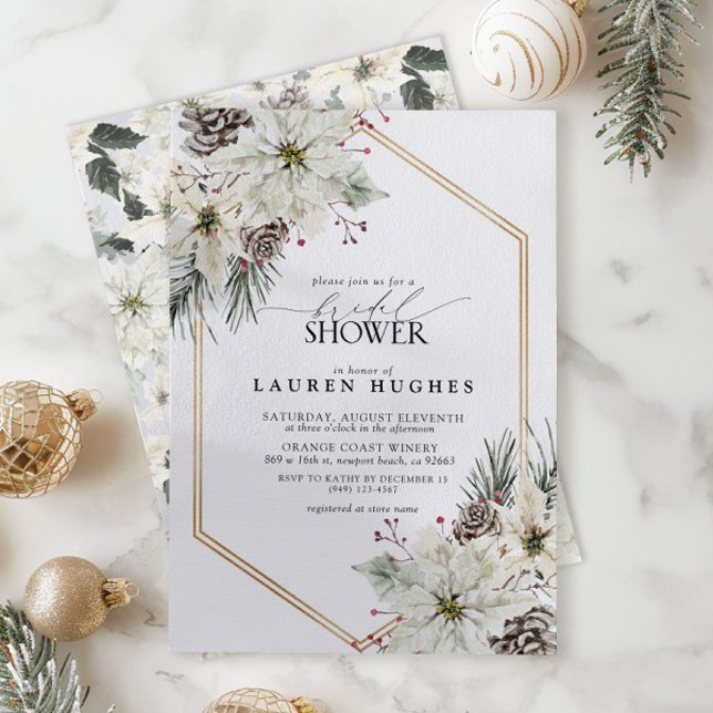 Elegant  Winter Evergreen Floral Bridal Shower Invitation (Creator Uploaded)