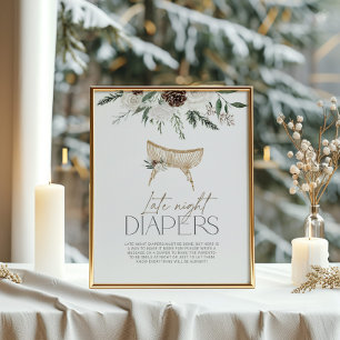 Elegant winter evergreen late night diapers poster