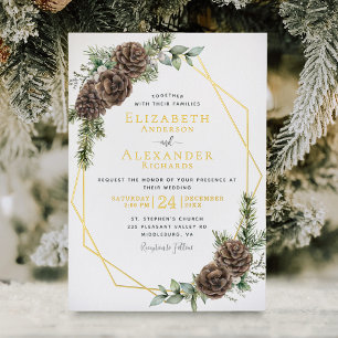 Elegant Winter Evergreen Wedding Gold