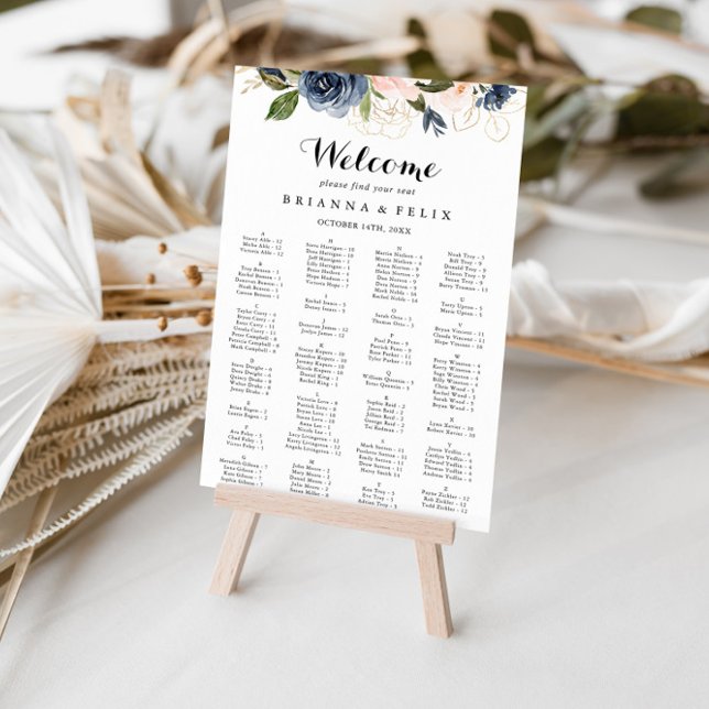 Elegant Winter Floral Alphabetical Seating Chart (Creator Uploaded)