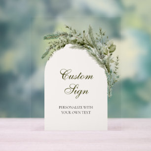 Elegant Winter Floral Arch Bridal Shower Custom Acrylic Sign