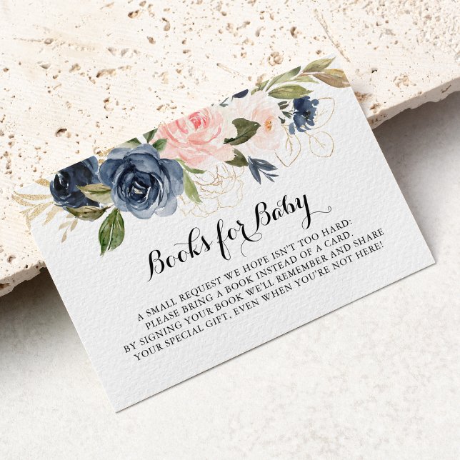 Elegant Winter Floral Baby Shower Book Request Enclosure Card (Creator Uploaded)