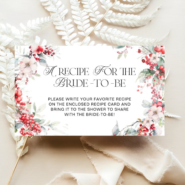 Elegant Winter Floral Bridal Recipe Enclosure Card (Creator Uploaded)