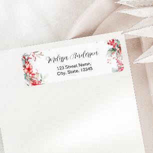 Elegant Winter Floral Bridal Shower Return Address Label