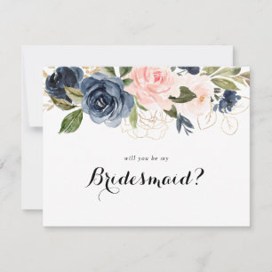 Elegant Winter Floral Bridesmaid Proposal Card