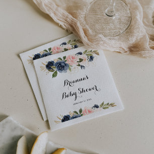 Elegant Winter Floral Calligraphy Baby Shower Napkin