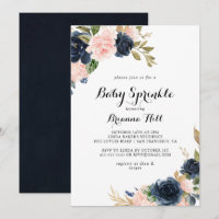 Elegant Winter Floral Calligraphy Baby Sprinkle