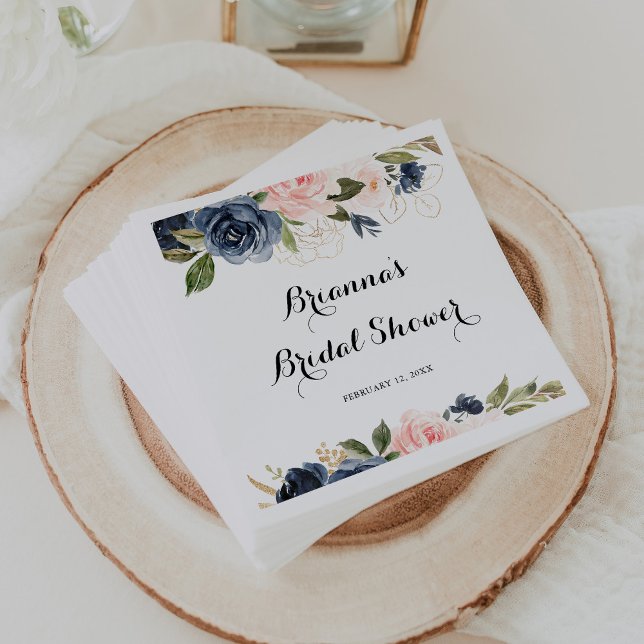 Elegant Winter Floral Calligraphy Bridal Shower Napkin (Creator Uploaded)