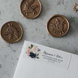 Elegant Winter Floral Calligraphy Return Address Label