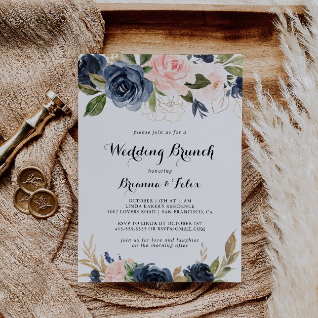 Elegant Winter Floral Calligraphy Wedding Brunch Invitation (Creator Uploaded)