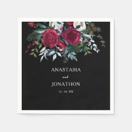 Elegant Winter Floral Christmas Wedding Napkin