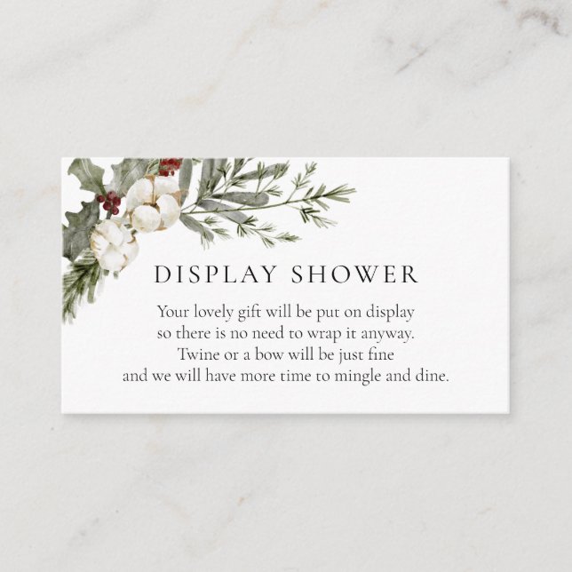 Elegant Winter Floral Enclosure Card (Front)
