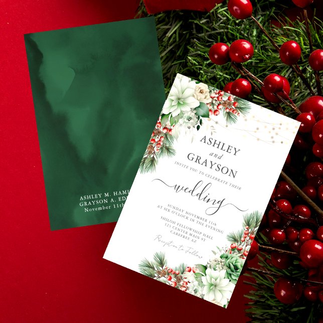 Elegant Winter Floral Greenery Wedding Invitation (Creator Uploaded)