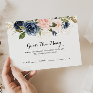 Elegant Winter Floral Guess How Many Game Card