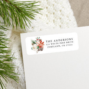 Elegant Winter Floral Holiday Return Address Label