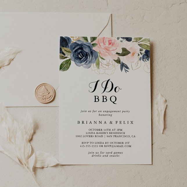 Elegant Winter Floral I Do BBQ Engagement Party Invitation (Creator Uploaded)
