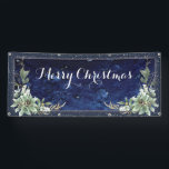 Elegant Winter Floral Merry Christmas Banner<br><div class="desc">Elegant winter floral greenery Merry Christmas for display at home,  business or church.</div>