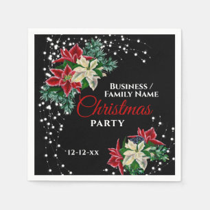 Elegant Winter Floral Poinsettia Party Napkin
