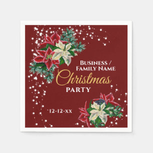 Elegant Winter Floral Poinsettia Party Red Napkin