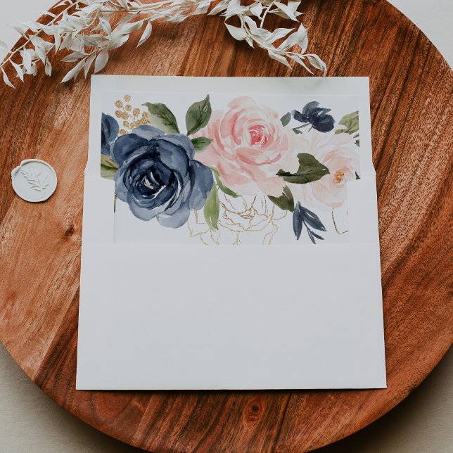 Elegant Winter Floral Self-Addressed RSVP Envelope (Creator Uploaded)