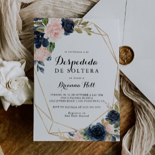 Elegant Winter Floral Spanish Bridal Shower Invitation