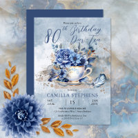 Elegant Winter Floral Teacup 80th Birthday Par-Tea