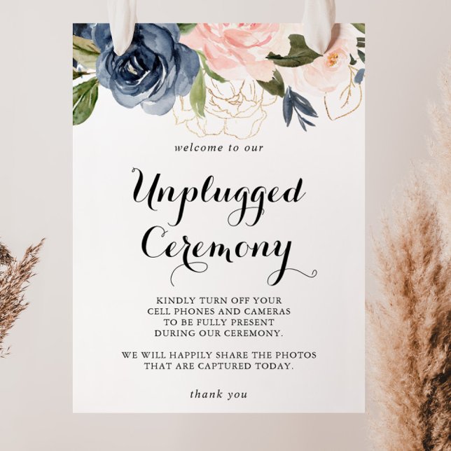 Elegant Winter Floral Unplugged Ceremony Sign (Creator Uploaded)