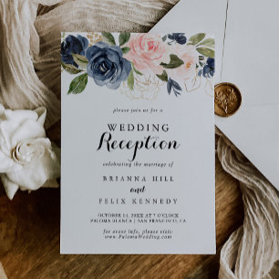 Elegant Winter Floral Wedding Reception Invitation