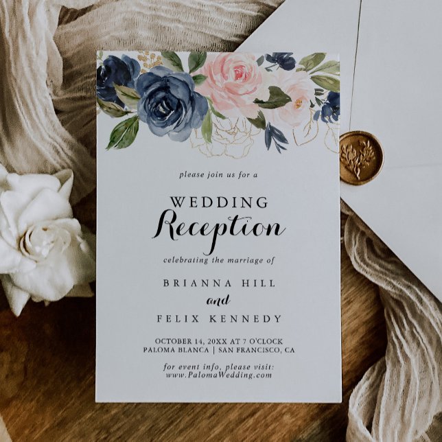 Elegant Winter Floral Wedding Reception Invitation (Creator Uploaded)