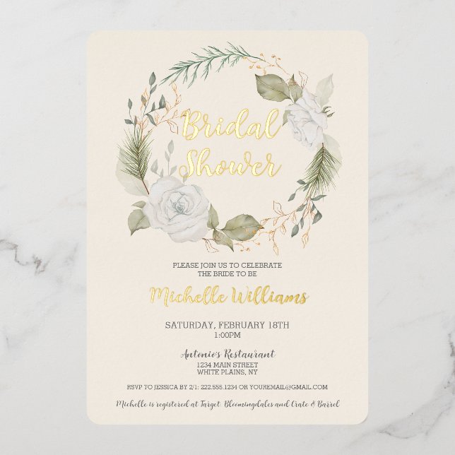 Elegant Winter Floral Wreath Bridal Shower (Front)