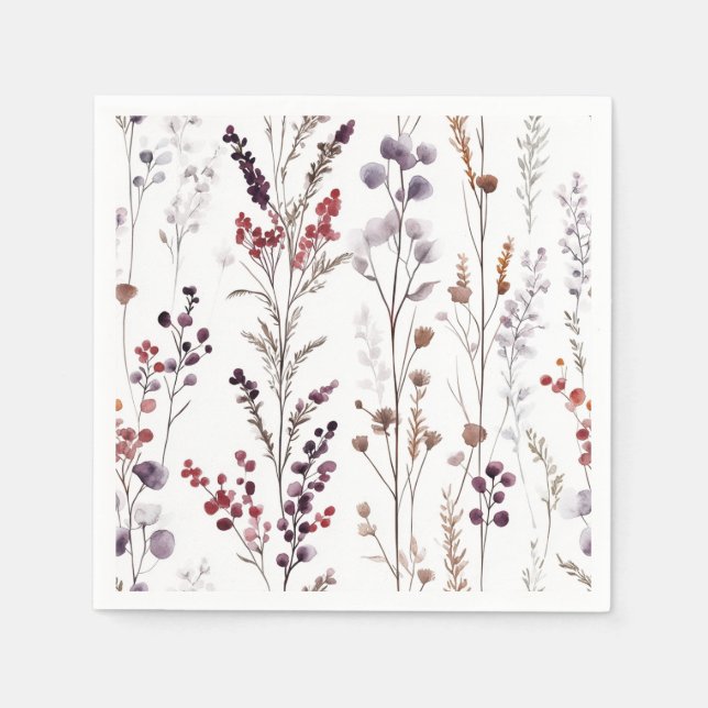 Elegant winter florals watercolor napkin (Front)
