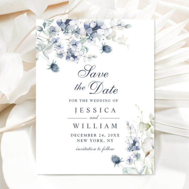 Elegant Winter Foliage Boho Wedding Save the Date Postcard (Creator Uploaded)