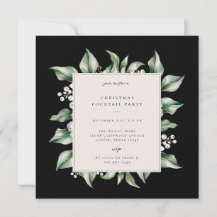Elegant Winter Foliage Christmas Cocktail Party Invitation