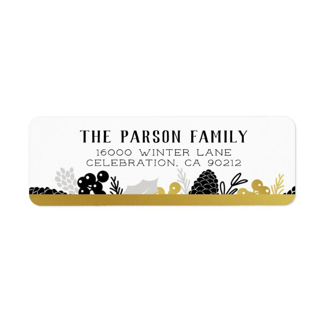 Elegant Winter Foliage Christmas Return Address Label (Front)