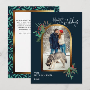 Elegant Winter Foliage Custom Photo Happy Holidays Card